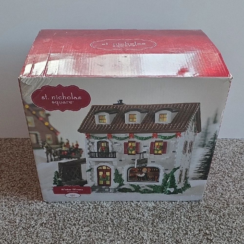 St. Nicholas Square Winter Winery - Festive Village House with Brown Roof